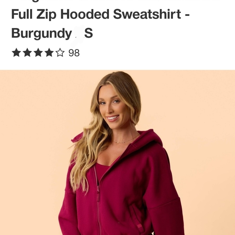 Blogilates Women's Burgundy Hooded Sweatshirt
